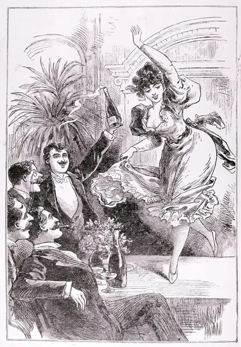 Framed Print : Drawing of a Woman Party Goer Dancing on Pool Table Framed Print : Drawing of a Woman Party Goer Dancing on Pool Table