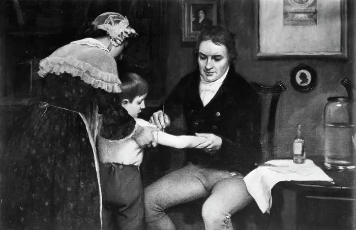 Framed Print : Dr.Edward Jenner Vaccinating Young Boy Framed Print : Dr.Edward Jenner Vaccinating Young Boy