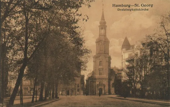 Framed Print : Dreieinigkeitskirche, St. Georg, Hamburg, Germany, postcard with text, view around ca 1910, historical, digital reproduction of a historical postcard, public domain, from that time, exact date unknown Framed Print : Dreieinigkeitskirche, St. Georg, Hamburg, Germany, postcard with text, view around ca 1910, historical, digital reproduction of a historical postcard, public domain, from that time, exact date unknown