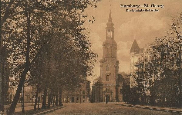 Dreieinigkeitskirche, St. Georg, Hamburg, Germany, postcard with text, view around ca 1910, historical, digital reproduction of a historical postcard, public domain, from that time, exact date unknown