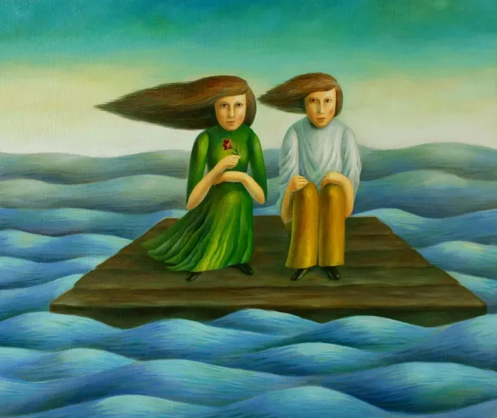 Framed Print : Drifters. Illustration and painting Framed Print : Drifters. Illustration and painting