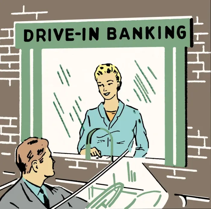Framed Print : Drive-In Banking Framed Print : Drive-In Banking