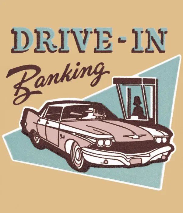 Framed Print : Drive-In Banking Framed Print : Drive-In Banking
