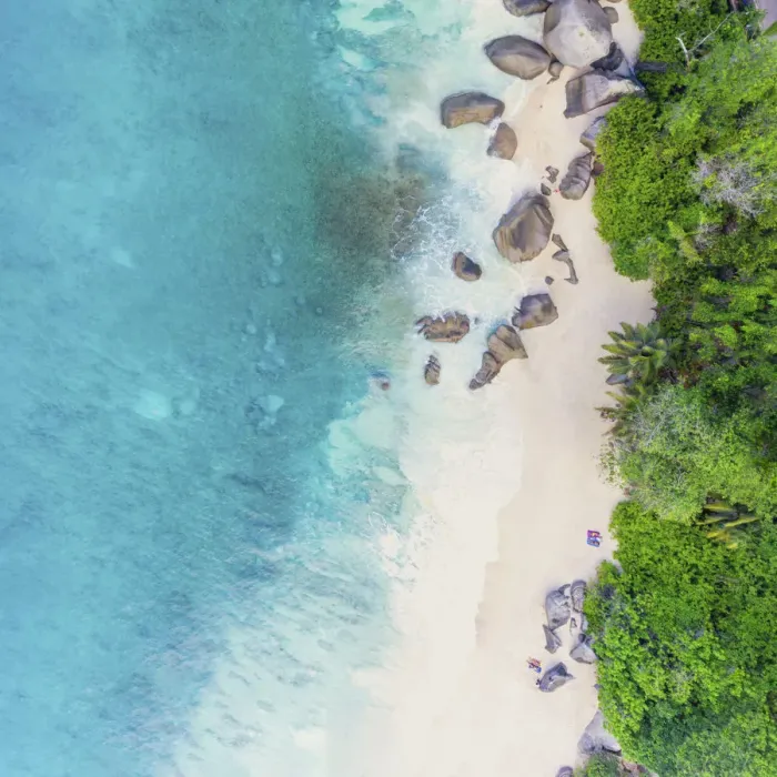 Framed Print : Drone point of view of the beach of Mahe, Baie Carana, Seychelles Framed Print : Drone point of view of the beach of Mahe, Baie Carana, Seychelles