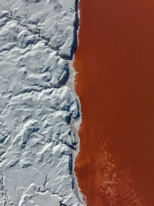 Framed Print : Drone shot at the edge of Laguna Colorada, Bolivia Framed Print : Drone shot at the edge of Laguna Colorada, Bolivia