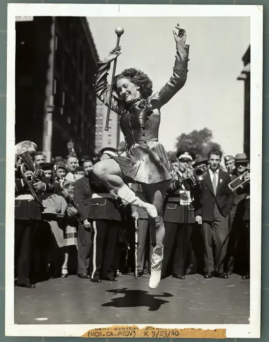 Framed Print : Drum Majorette Leaping in Air Framed Print : Drum Majorette Leaping in Air