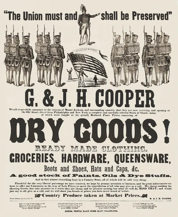 Framed Print : Dry Goods. Advertising broadside for dry goods Framed Print : Dry Goods. Advertising broadside for dry goods