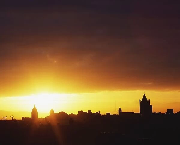 Dublin, Co Dublin, Ireland, Skyline At Sunset