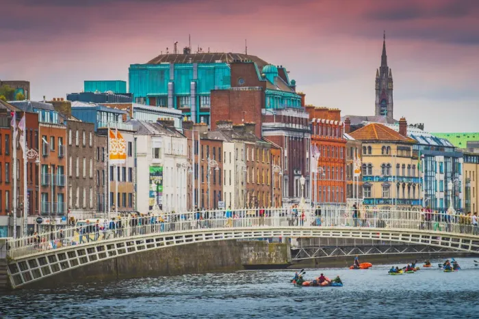 Framed Print : Dublin old town and Ha penny Bridge, Ireland Framed Print : Dublin old town and Ha penny Bridge, Ireland