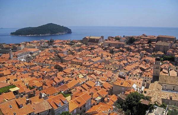 Dubrovnik rooftops view towards Adriatic sea