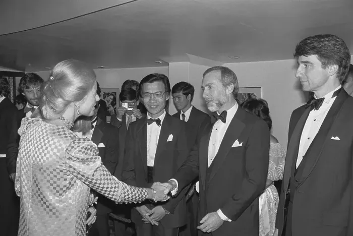 Framed Print : Duchess of Kent Shaking Hands with Sydney Schanberg Framed Print : Duchess of Kent Shaking Hands with Sydney Schanberg