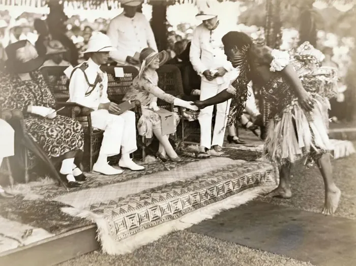 Framed Print : Duchess of York Being Greeted by Native of Fiji Islands Framed Print : Duchess of York Being Greeted by Native of Fiji Islands