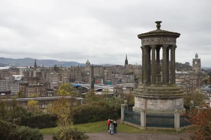 Framed Print : Dugald Stewart Monument and old city of Edinburgh, United Kingdom Framed Print : Dugald Stewart Monument and old city of Edinburgh, United Kingdom