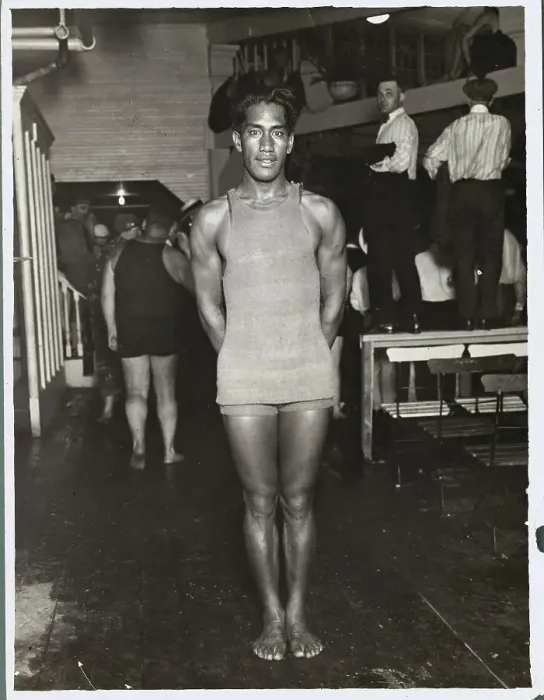 Framed Print : Duke Kahanamaker Posing in Swimsuit Framed Print : Duke Kahanamaker Posing in Swimsuit