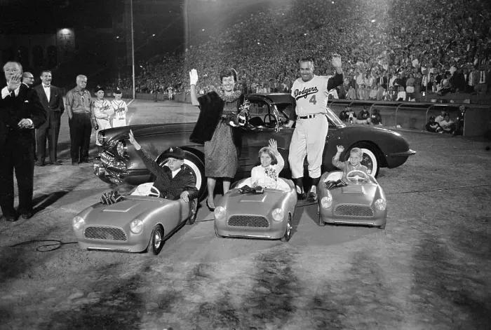 Framed Print : Duke Snider and Family Wave from Corvettes Framed Print : Duke Snider and Family Wave from Corvettes