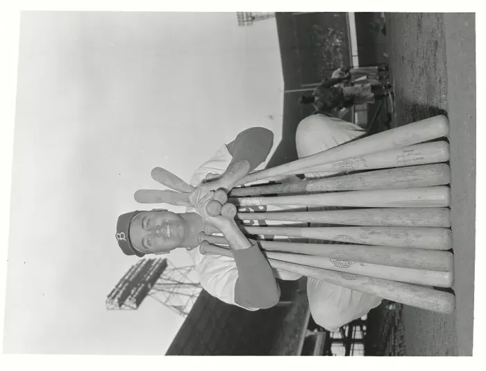 Framed Print : Duke Snider Holding Baseball Bats Framed Print : Duke Snider Holding Baseball Bats