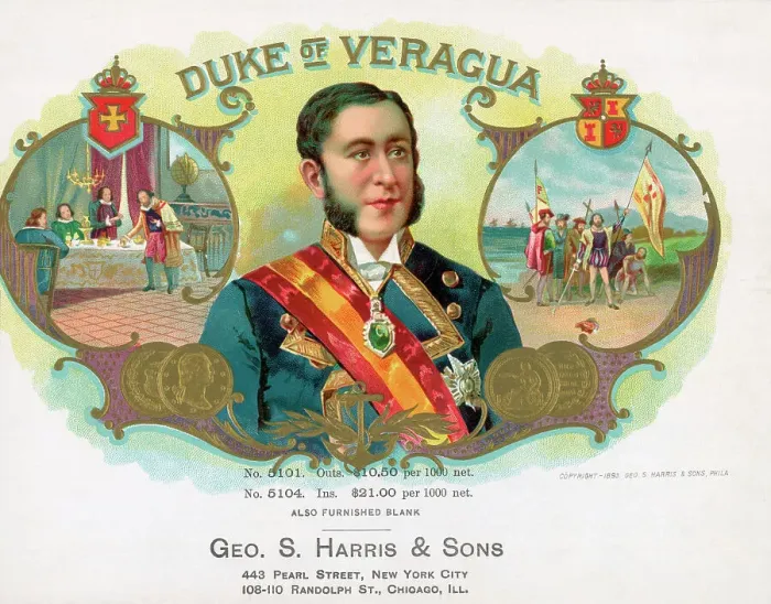Framed Print : Duke Of Veragua On Cigar Box Framed Print : Duke Of Veragua On Cigar Box