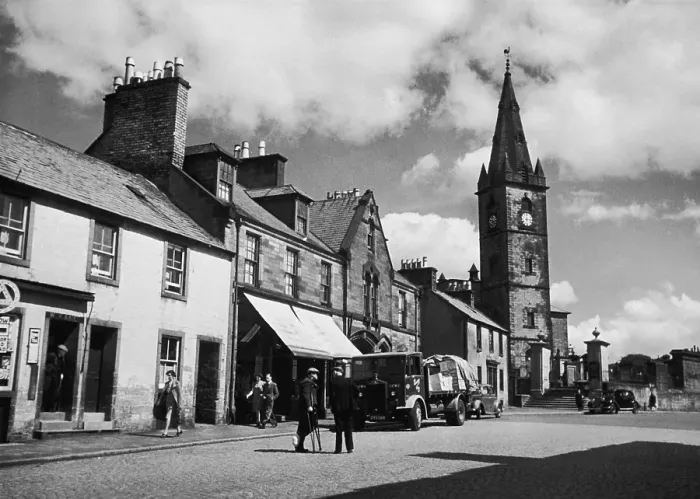 Framed Print : Dumfries. A street in Dumfries in the south west of Scotland, 27th July 1946 Framed Print : Dumfries. A street in Dumfries in the south west of Scotland, 27th July 1946