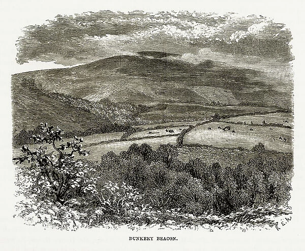 Dunkery Beacon, Exmoor, England Victorian Engraving, 1840