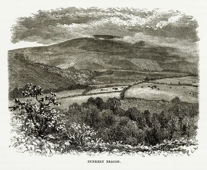 Framed Print : Dunkery Beacon, Exmoor, England Victorian Engraving, 1840