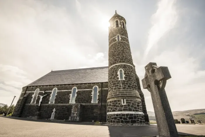 Framed Print : Dunlewy (Dunlewey), County Donegal, Ulster region, Ireland, Europe. Old church and High Cross Framed Print : Dunlewy (Dunlewey), County Donegal, Ulster region, Ireland, Europe. Old church and High Cross