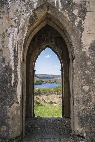 Dunlewy (Dunlewey) Old Church, Poisoned Glen, County Donegal, Ulster region, Ireland, Europe. View from the inside over the bell tower
