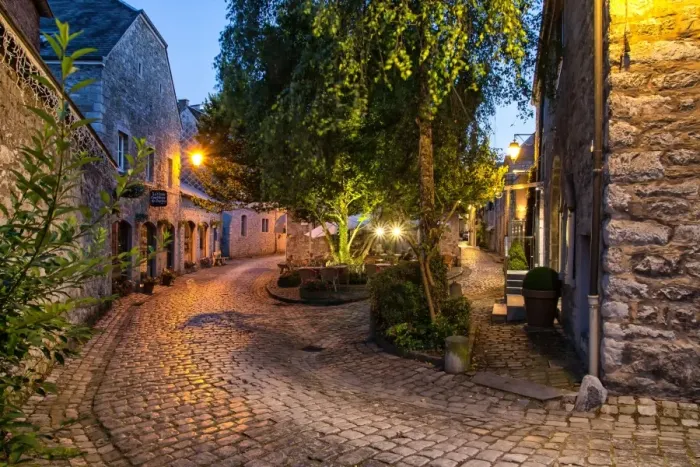 Framed Print : Durbuy. View of paved street by night in Durbuy.Known as the smallest town Framed Print : Durbuy. View of paved street by night in Durbuy.Known as the smallest town