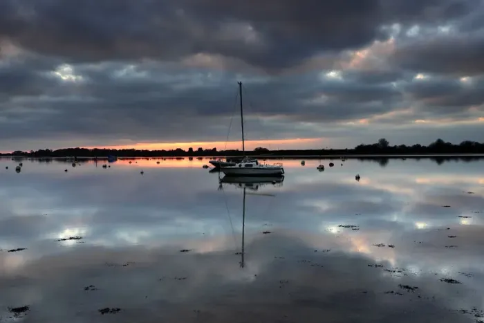 Framed Print : Dusk colours over Bosham boating Channel Sussex Framed Print : Dusk colours over Bosham boating Channel Sussex