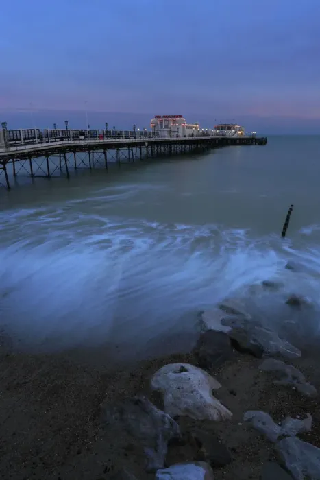 Framed Print : Dusk colours over Worthing towns Victorian Pier