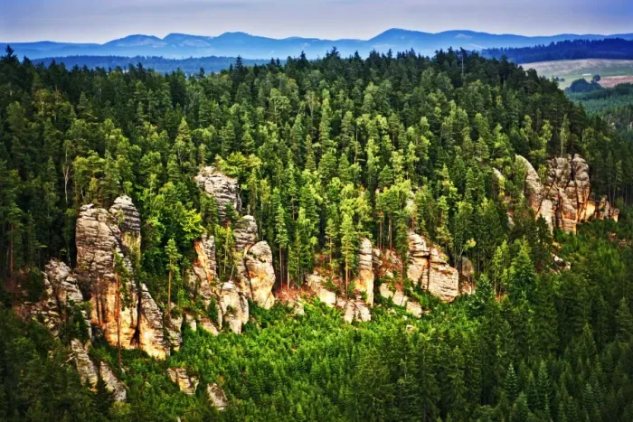 Framed Print : Dusk sunset light cliffs from Czech mountain top Framed Print : Dusk sunset light cliffs from Czech mountain top