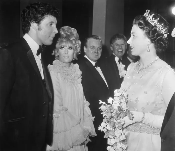 Framed Print : Dusty Springfield with Tom Jones and Queen Elizabeth Framed Print : Dusty Springfield with Tom Jones and Queen Elizabeth