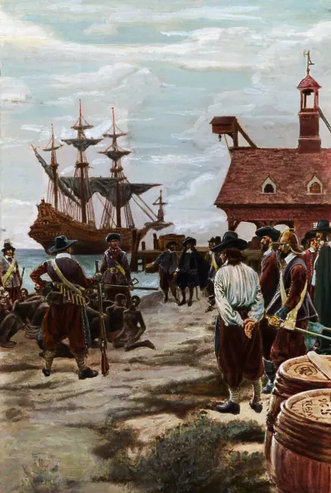 Framed Print : Dutch Ship Landing Slaves In Colonial America Framed Print : Dutch Ship Landing Slaves In Colonial America