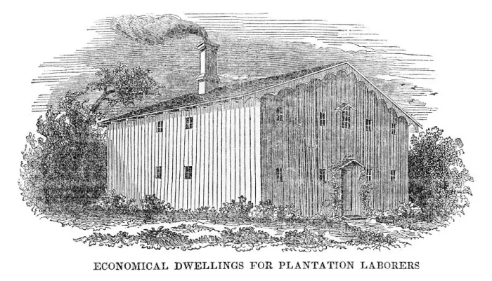Framed Print : Dwelling for plantation workers engraving 1841 Framed Print : Dwelling for plantation workers engraving 1841