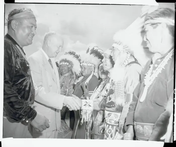 Framed Print : Dwight D. Eisenhower with Indian Chiefs