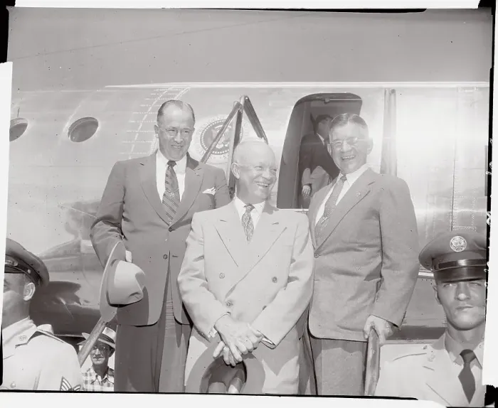 Framed Print : Dwight D. Eisenhower and Party Standing Near Airplane Framed Print : Dwight D. Eisenhower and Party Standing Near Airplane