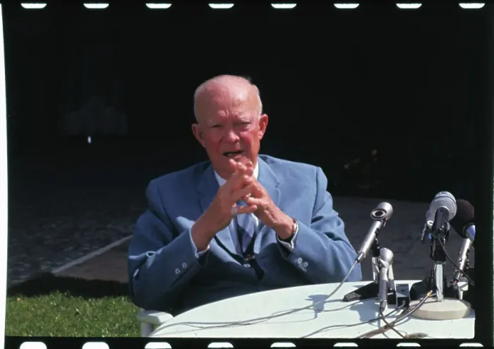 Framed Print : Dwight D. Eisenhower at Podium During Press Conference Framed Print : Dwight D. Eisenhower at Podium During Press Conference