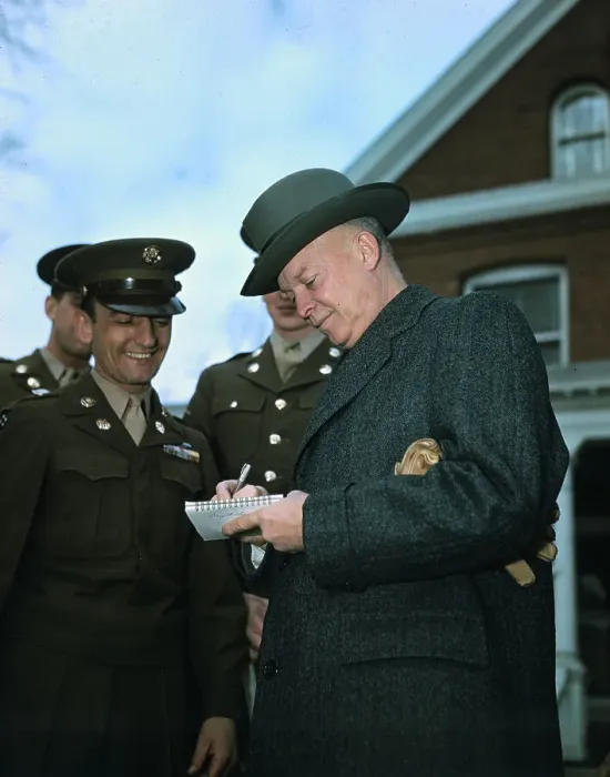Framed Print : Dwight D. Eisenhower Signing an Autograph Framed Print : Dwight D. Eisenhower Signing an Autograph