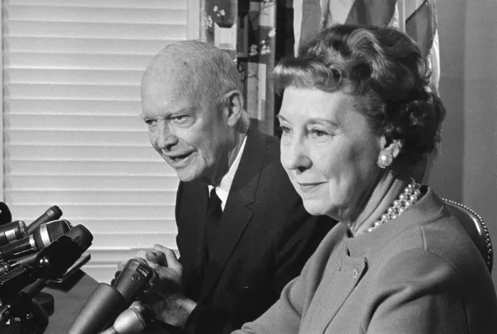 Framed Print : Dwight D. Eisenhower Speaking at a News Conference Framed Print : Dwight D. Eisenhower Speaking at a News Conference