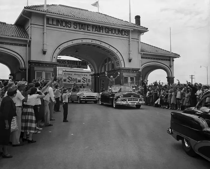 Framed Print : Dwight D. Eisenhower Waving to Citizens from His Motorcade