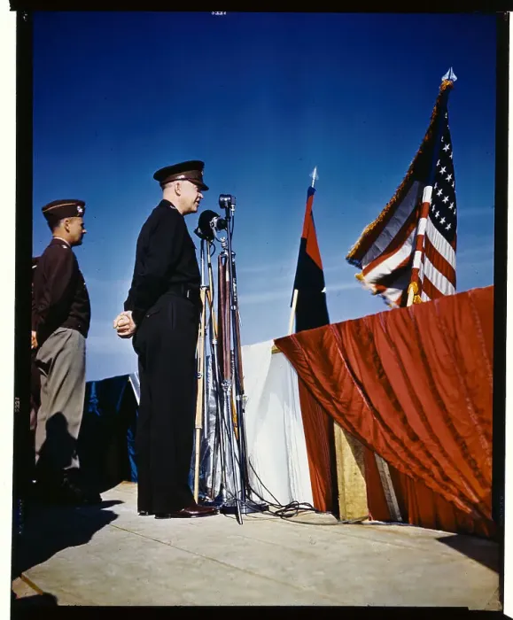 Framed Print : Dwight Eisenhower Addressing Troops Framed Print : Dwight Eisenhower Addressing Troops