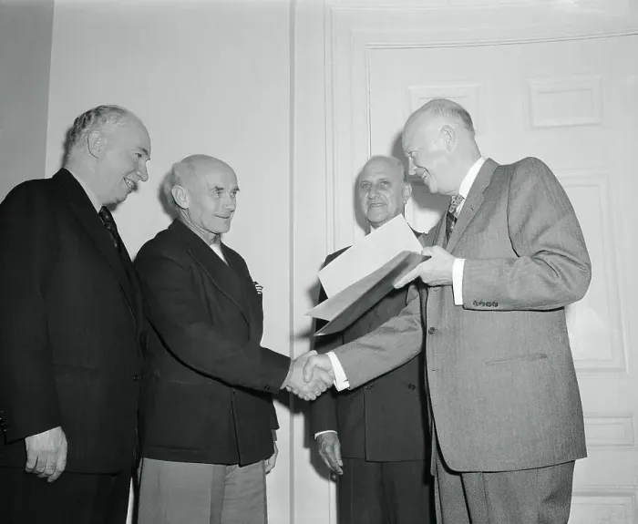 Framed Print : Dwight Eisenhower Awarding An Artist Framed Print : Dwight Eisenhower Awarding An Artist