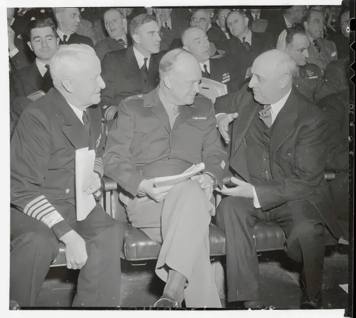 Framed Print : Dwight Eisenhower with Chester Nimitz and Andrew May
