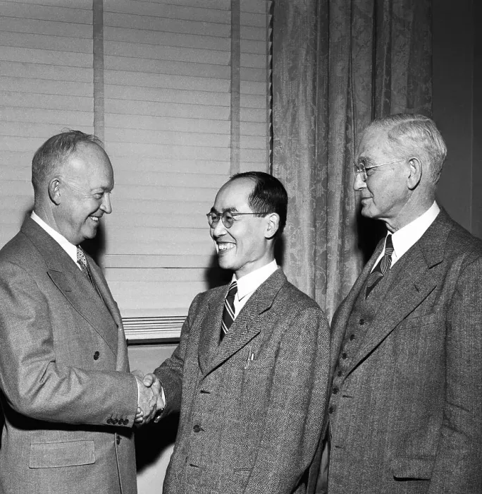 Framed Print : Dwight Eisenhower Congratulates Dr. Hideki Yukawa Framed Print : Dwight Eisenhower Congratulates Dr. Hideki Yukawa