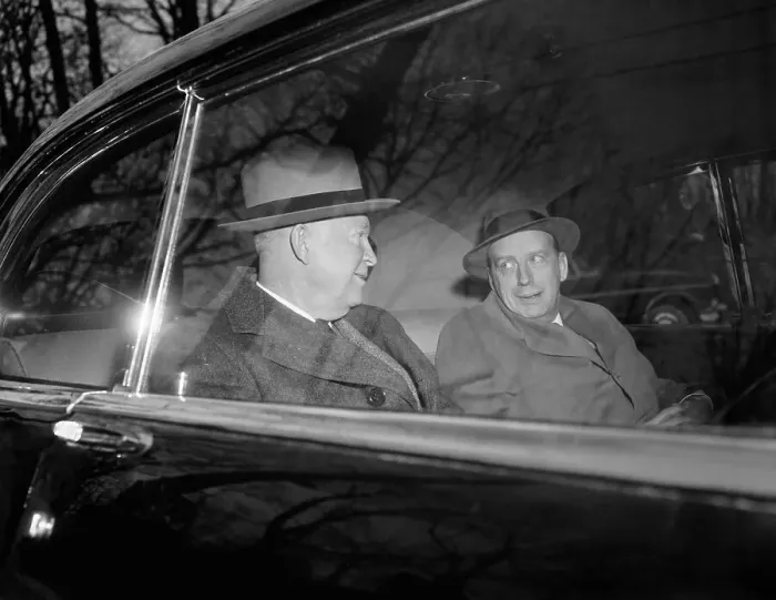Framed Print : Dwight Eisenhower and Herbert Brownell Leaving Lodge Framed Print : Dwight Eisenhower and Herbert Brownell Leaving Lodge