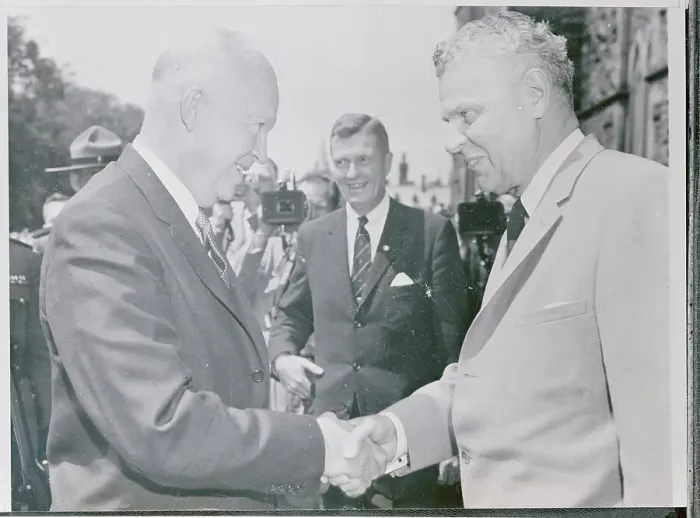 Framed Print : Dwight Eisenhower and John Diefenbaker Shaking Hands Framed Print : Dwight Eisenhower and John Diefenbaker Shaking Hands