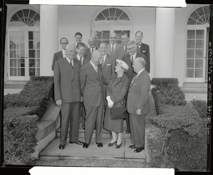 Framed Print : Dwight Eisenhower Posing with Committee Members Framed Print : Dwight Eisenhower Posing with Committee Members