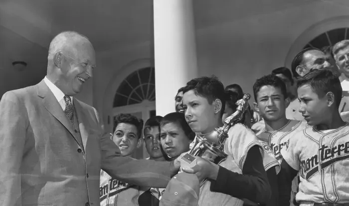 Framed Print : Dwight Eisenhower Presenting Golden Trophy Framed Print : Dwight Eisenhower Presenting Golden Trophy