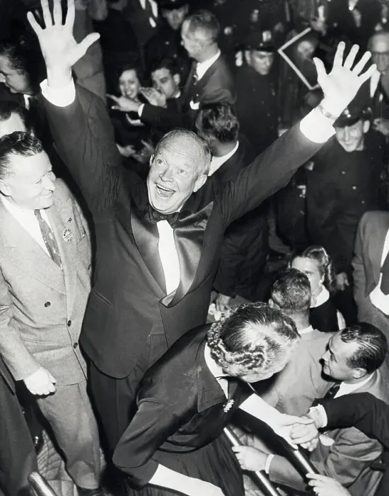 Framed Print : Dwight Eisenhower Raises Arms In Victory Framed Print : Dwight Eisenhower Raises Arms In Victory