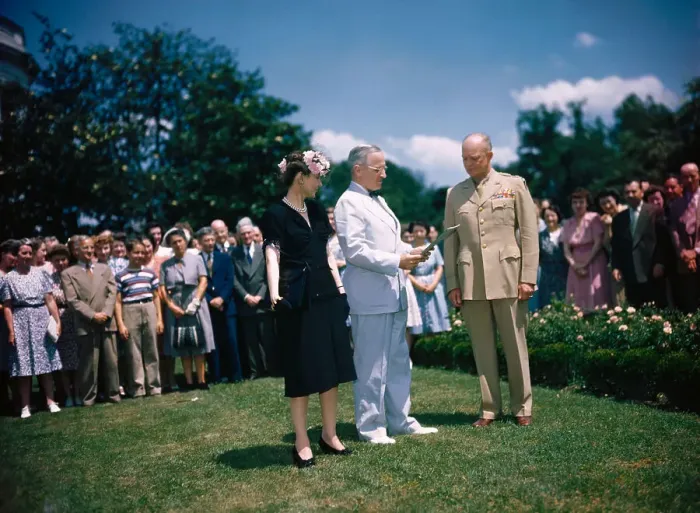 Framed Print : Dwight Eisenhower Receiving Service Medal Framed Print : Dwight Eisenhower Receiving Service Medal
