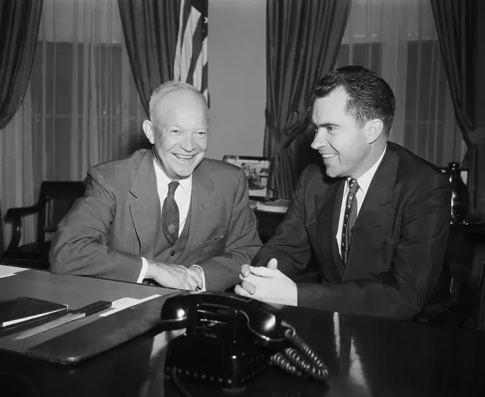 Framed Print : Dwight Eisenhower and Richard Nixon Sitting at Desk Framed Print : Dwight Eisenhower and Richard Nixon Sitting at Desk